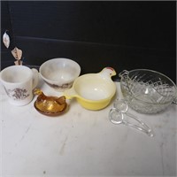 Glassware Lot-Glassbake, Davy Crocket Mug, & More