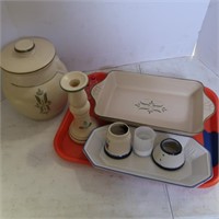 3 Pcs Cookie Jar Set, Baking Dish, Candle Holder &
