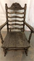 Vintage Gothic Wooden Rocking Chair Q9A