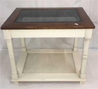 Glass Top Solid Wood Side Table Y13B