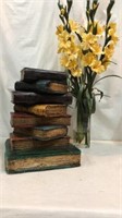 Decorative Stacked Books and Floral Y14C