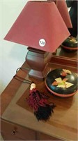 SMALL TABLE LAMP + DRESSER BOX + TASSLED FIGURE