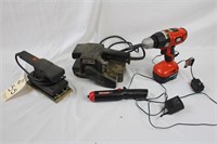 Cordless drill, Belt and Disc Sanders