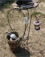 Churn, plant hanger and lantern
