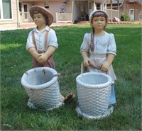 Peasant Girl and Boy Statues