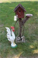 Rooster and Bird House Yard Decor