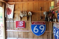 Vintage Service Station items and Road Signs