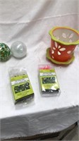 Two LED strings flower pot with glass ornaments