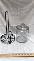 7" glass jar with lid with metal paper towel