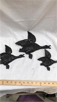 3 flying duck wall plaques, metal