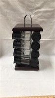 11” spinning spice rack with glass bottles