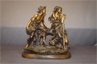 Bronze figurine of boy & girl