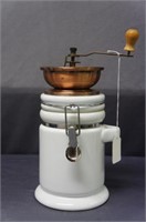 Vintage Copper & Porcelain Coffee Grinder