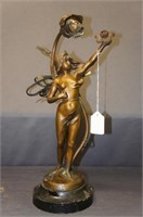 Vintage Art Deco Metal Lady Lamp