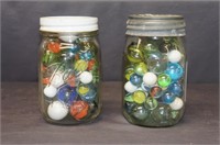 2 Jars Of Marbles- 1 w/ Zinc lid
