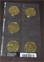 5 pcs Uncirc. Lucky Loonie (2012) Package