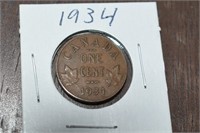 1934 One Cent CAD .01c