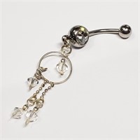 $100 Silver CZ Belly Button Ring