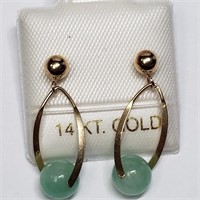 $200 14 KT Gold Jadiete (6mm) Earrings (Made in Ca