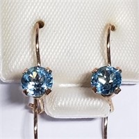 $300 10 KT Gold Blue Topaz Earrings (Made in Canad
