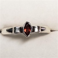 Silver Garnet Ring (Size 7.3)