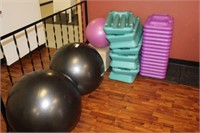GROUPING OF EQUIPMENT: 3 EXERCISE BALLS,