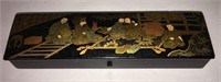 Black Lacquer Trinket Box With Scenic Lid