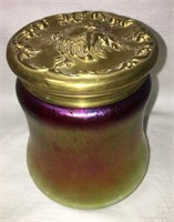 Loetz Art Glass Jar With Brass Lid