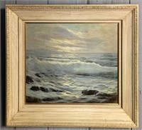 Artist Signed Oil On Canvas Ocean Scene