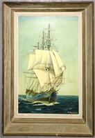 A. Ramolina Oil On Canvas Of Sail Ship