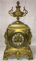 Bronze Lion Head Mantle Clock
