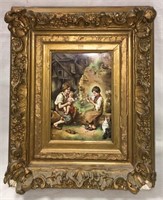 K. P. M. Hand Painted Porcelain Plaque In Frame