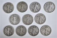 11-WALKING LIBERTY HALVES FROM 1930’S