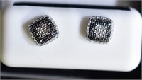 .925 STERLING SILVER DIAMOND EARRINGS "KRN"