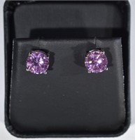 8MM LARGE LAB PINK SAPPHIRE GEMSTONE STUD EARRINGS