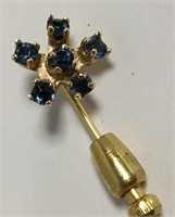 14k Gold And Blue Sapphire Stick Pin