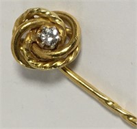 18k Gold And Diamond Stick Pin