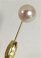 14k Gold And Pearl Stick Pin