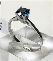 10kt WHITE GOLD BLUE DIAMOND (0.56ct) RING