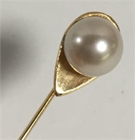 14k Gold And Pearl Pin