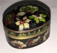 Oriental Cloisonne Hinged Lid Pill Box