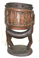 African Tribal Carved Drum