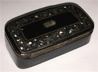 Black Lacquer & Mother Of Pearl Inlaid Trinket Box