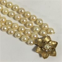 14k Gold & Pearl Two Strand Necklace