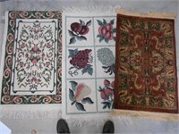 3 Throw rugs all are small multi colored