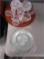 Lot of misc. glass and wood platter/charger