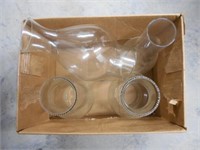 Box of 4 glass chimneys/shades