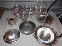 9 pc lot silver plated items.