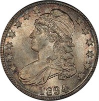 50C 1834 O-106. LARGE DATE, SM. LETTERS. PCGS MS65