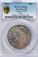 50C 1832 O-101. LARGE LETTERS. PCGS MS62